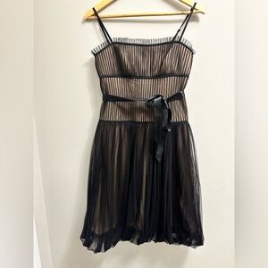 BCBGMaxAzria Black and Tan Striped Cocktail Dress